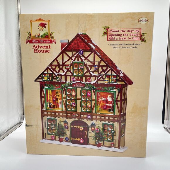 Old World Advent House Animated Lighted & Musical Christmas Holiday Working - Picture 1 of 7